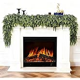 1 Pcs 6ft Real Touch Christmas Cedar Garland - Artificial Soft and Thickness Faux Green Full Cedar Pine Needles Garland for Fireplace Mantel, Table, Doorframe, Indoor Outdoor Xmas Holiday Decorations