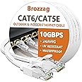100 Ft Ethernet Cable for Cat 6e/Cat6,10Gbps 24AWG High Speed Network Cable, Direct Burial Cable, UTP, LLDPE, RJ45 Patch LAN 