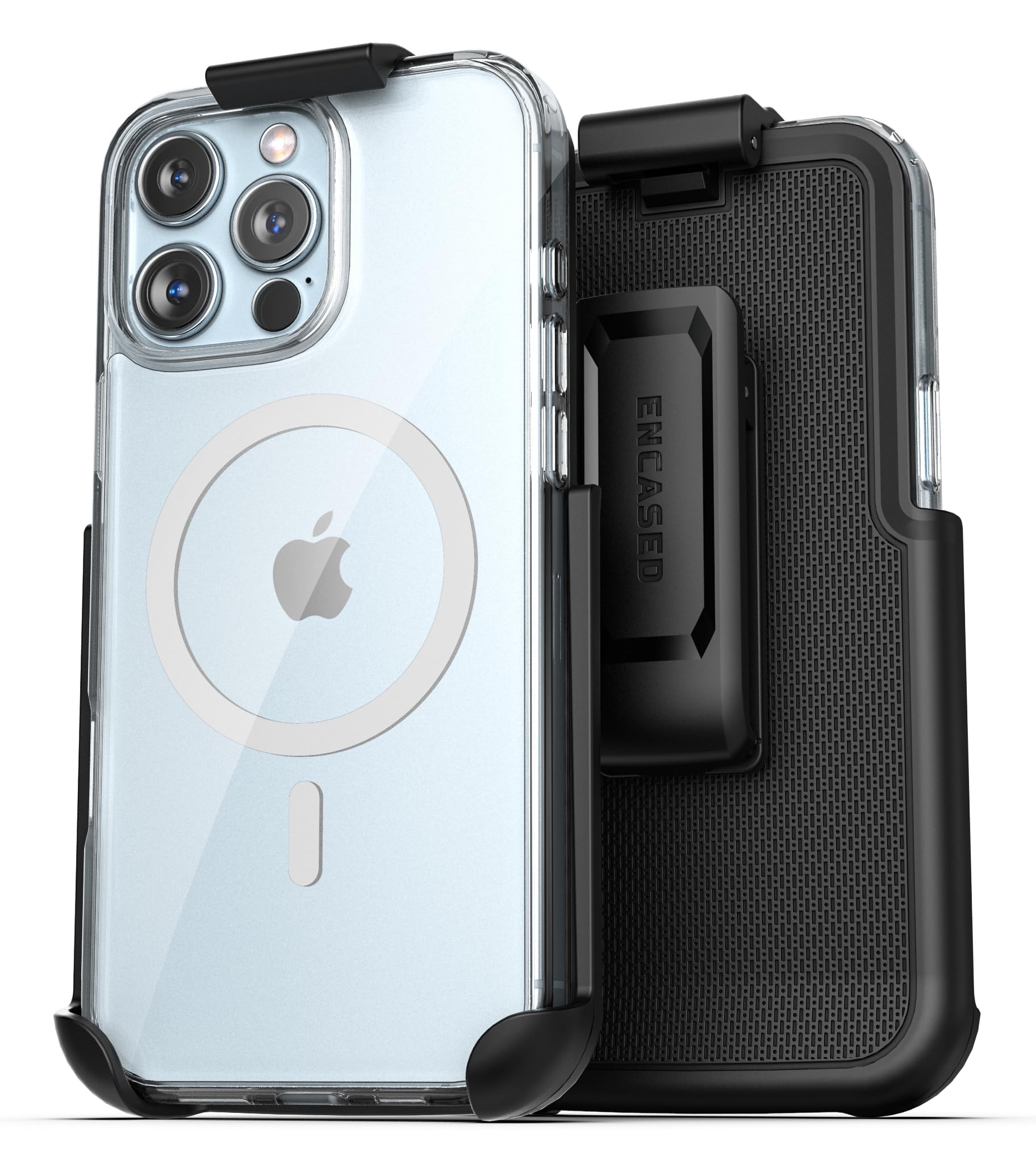 Encased Magnetic Case Designed for iPhone 16 Pro Max Case with Belt Clip Holster, Compatible with MagSafe (Clear)