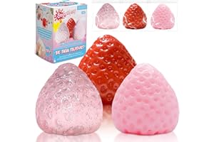 ZOACRN 3Pcs Big Taba Squishies Strawberry, Cute Strawberry Squeeze Toys, Upgrade Fruit Squishies, Kawaii Sticky Stress Toys, Clear Fidget Toys, OPP Packaging Gifts & Perfect Desk Accessory for Kids Adults