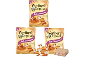 SAVANOVA WERTHER'S ORIGINAL Soft Caramels, 2.22 oz Peg Bag (Pack of 3) – Rich, Buttery & Smooth Classic Candy Treats