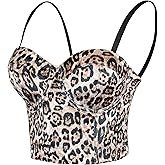 ELLACCI Leopard Pattern Bustier Crop Top Sexy Women's Corset Top Bra Brown