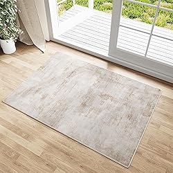 WondRg 2x3 Washable Area Rug Taupe Abstract Modern