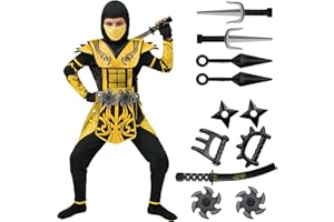 Spooktacular Creations Red Ninja Costume for Boys, Child Red Ninja Costume with Accessories for Kids Halloween Themed Parties
