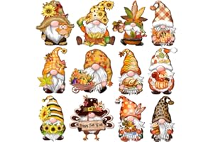 JOPHMO Fall Thanksgiving Gnomes Wooden Hanging Ornaments, Autumn Wood Hanging Pendant Decoration for Fall Tree Wooden Tags Slices Cutouts for Classroom Home Decor Holiday Party Supplies