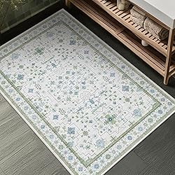 Washable Boho Bathroom Rug 2x3 - Small Throw Area