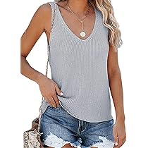 トップス eaphi BUSTIE LINE SLEEVELESS KNIT YEXIPO Womens V Neck Tank Tops Knit Summer Sleeveless Shirts