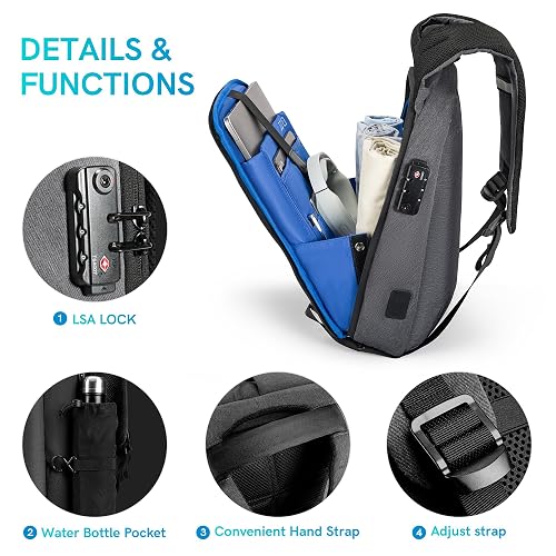 Kingsons Slim Lightweight Laptop Backpack - Foldable Anti-Theft Travel Bag For 15 Inch Laptop