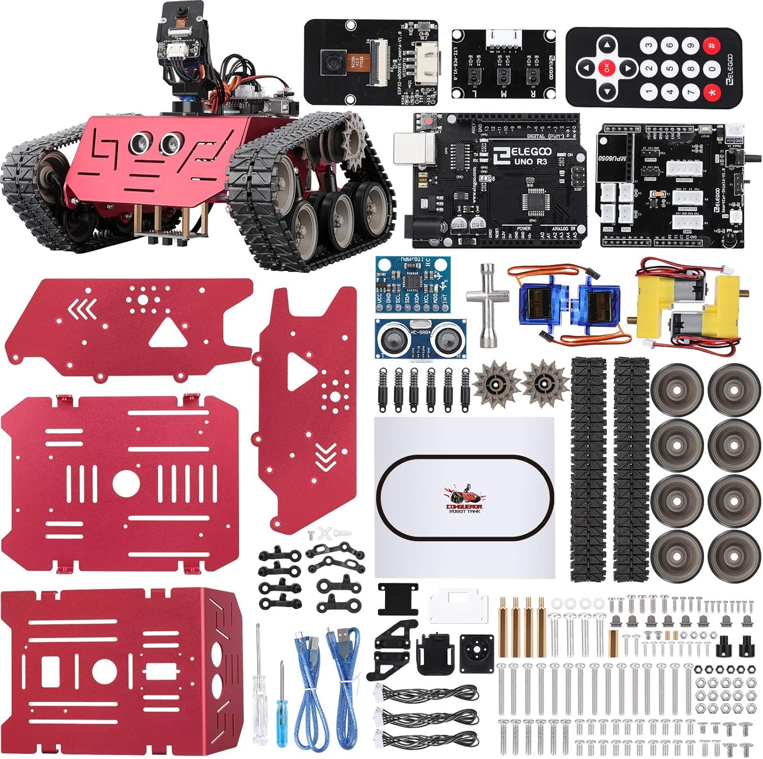 ELEGOO Robot Toy Tank Robotic Car Kit Compatible with Arduino, Intelligent Robot Toys for Kids Boys and Girls 8+, Line Tracking, FPV Mode, Educational STEM Kits Toy