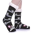 DYW Women Winter Thick Slipper Socks with Grippers Non Slip Warm Fleece Lining Fluffy Fuzzy Socks Christmas Gifts
