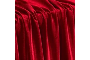 KKJIAF Red Stretch Velvet Fabric 60 Inch Wide, 5 Yard Soft Stretchy Fabric for Sewing Clothes, Apparel, Costume, Crafts - 90% Polyester 10% Spandex