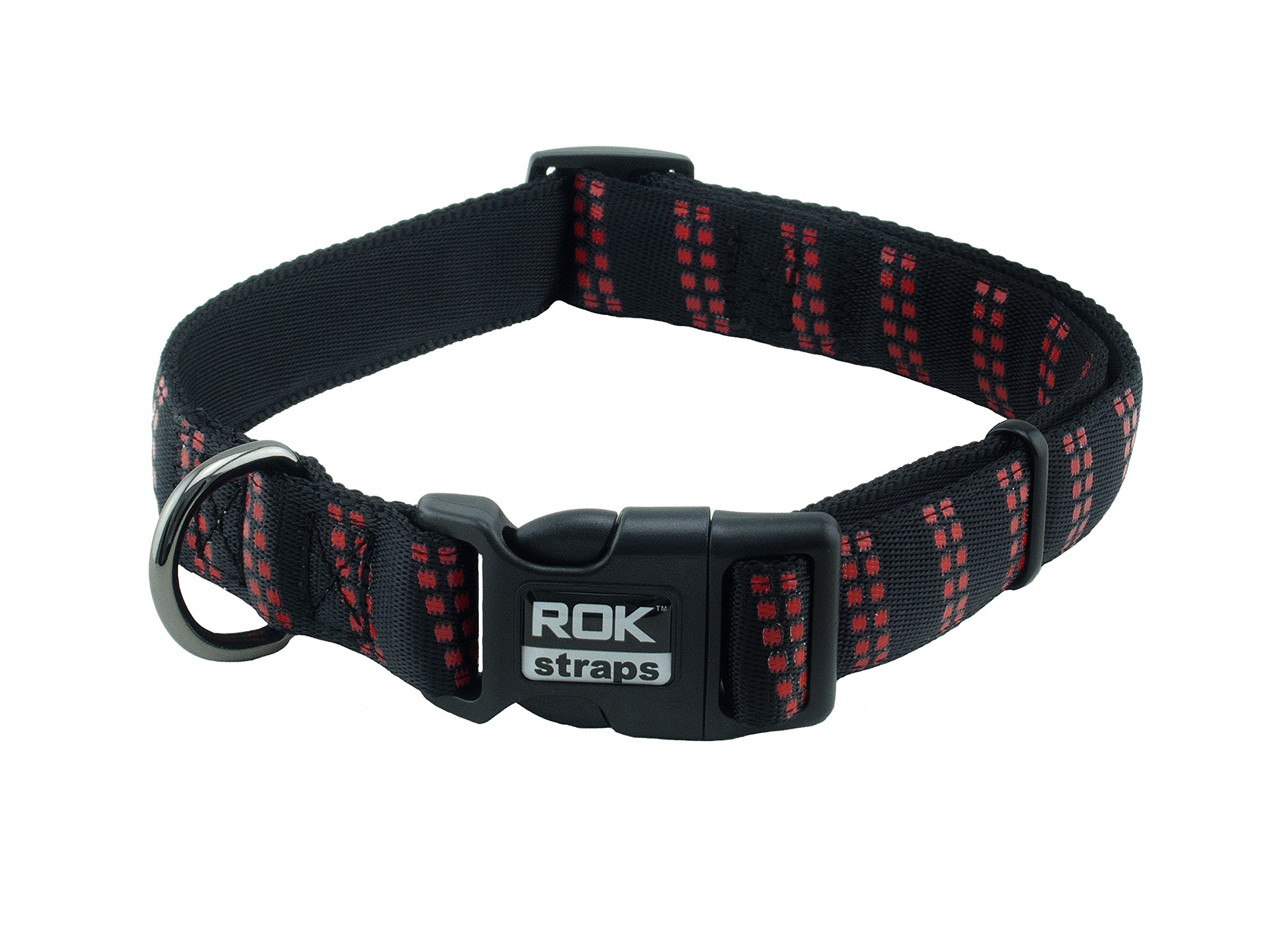 ROK Strap Collar, Large, Black/Red Detail