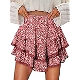 onlypuff Flowy Shorts for Women Ruffle Skorts Mini Skirts High Waisted Teen Gilrs Tennis Skort Summer Shorts