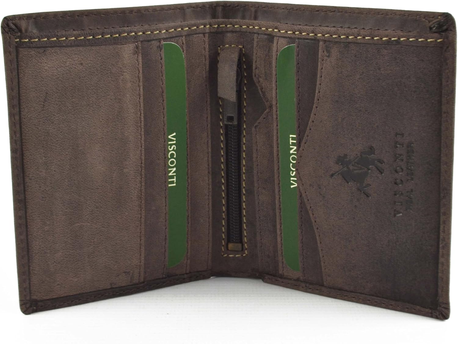 Visconti Mens Premium Leather Compact Wallet Hunter Collection Gift Box (Distressed Brown), Dimensions: Approx 10cm x 8 cm (4" x 3.25") - Image 3