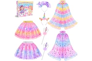 Teuevayl Princess Dress Up Clothes for Little Girls 3 4 5 6, Kids Princess Capes Tutu Skirts Crown Wand Princess Toys Gift for Toddler Girls 3 4 5 6
