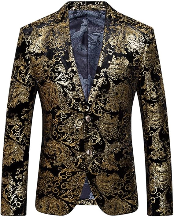 Ouye 2 Bouton Premium Blazer Dor?� Veste de Costume Homme: Amazon.fr: V??tements et accessoires
