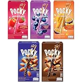 Pocky Crushed Fruits &amp; Nuts Variety Pack &ndash; 5 Flavors (Blueberry Yoghurt, Almond Noir Chocolate, Almond Milk Chocolate, Passion Fruit &amp; Mango Yoghurt, Strawberry Peach Yoghurt) | Japanese Biscuit Sticks Assortment Gift with Planet Allstars&trade; Packaging