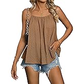 SweatyRocks Women's Summer Tank Top Spaghetti Strap Pleated Camisole Sleeveless Loose Cami Tops