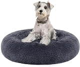 Feandrea Donut Dog Bed 70 cm Dark Grey Long Plush Washable Cover