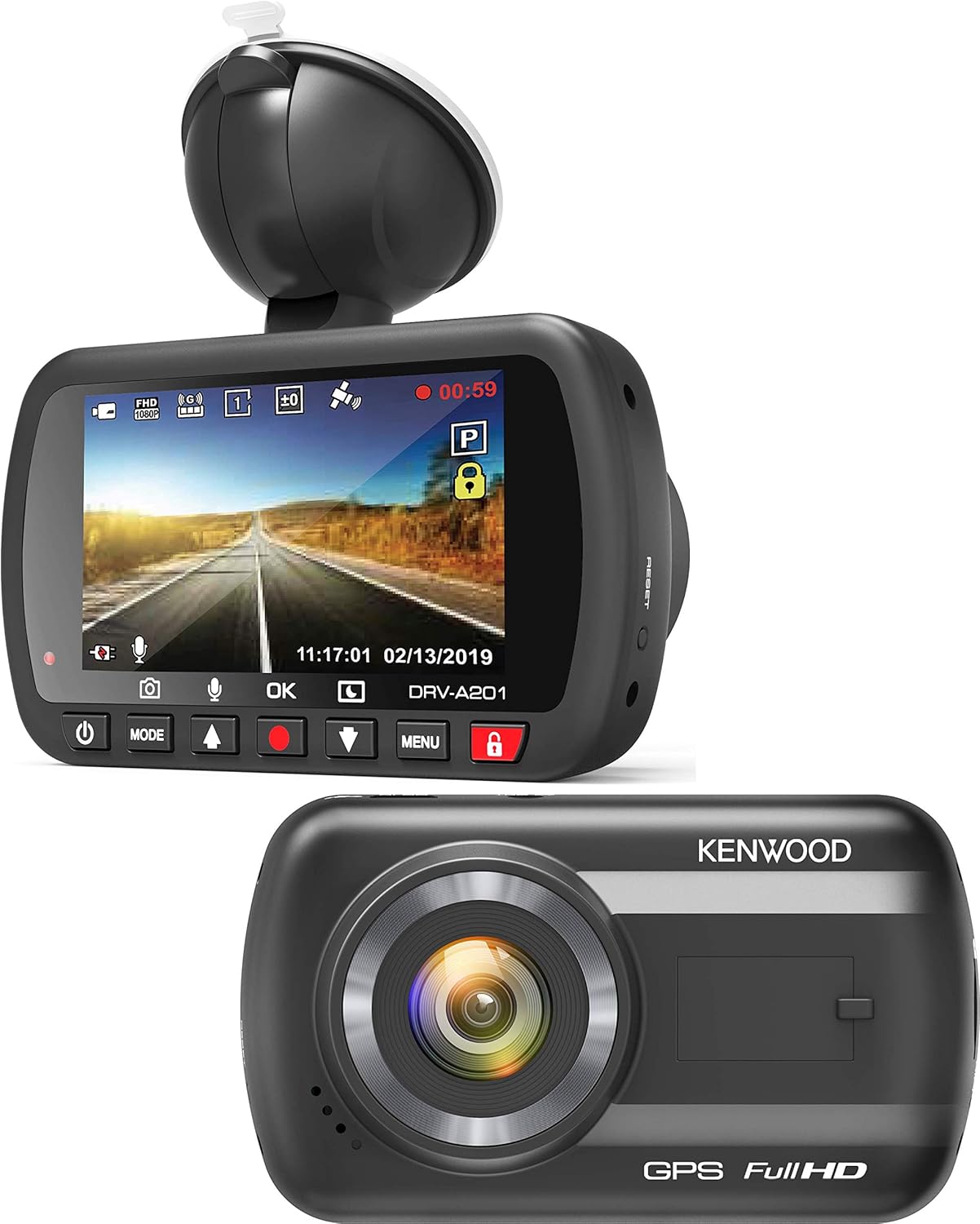 Kenwood DRVA201 Full HD Dashcam with 3Axis GSensor and GPS, incl. 16