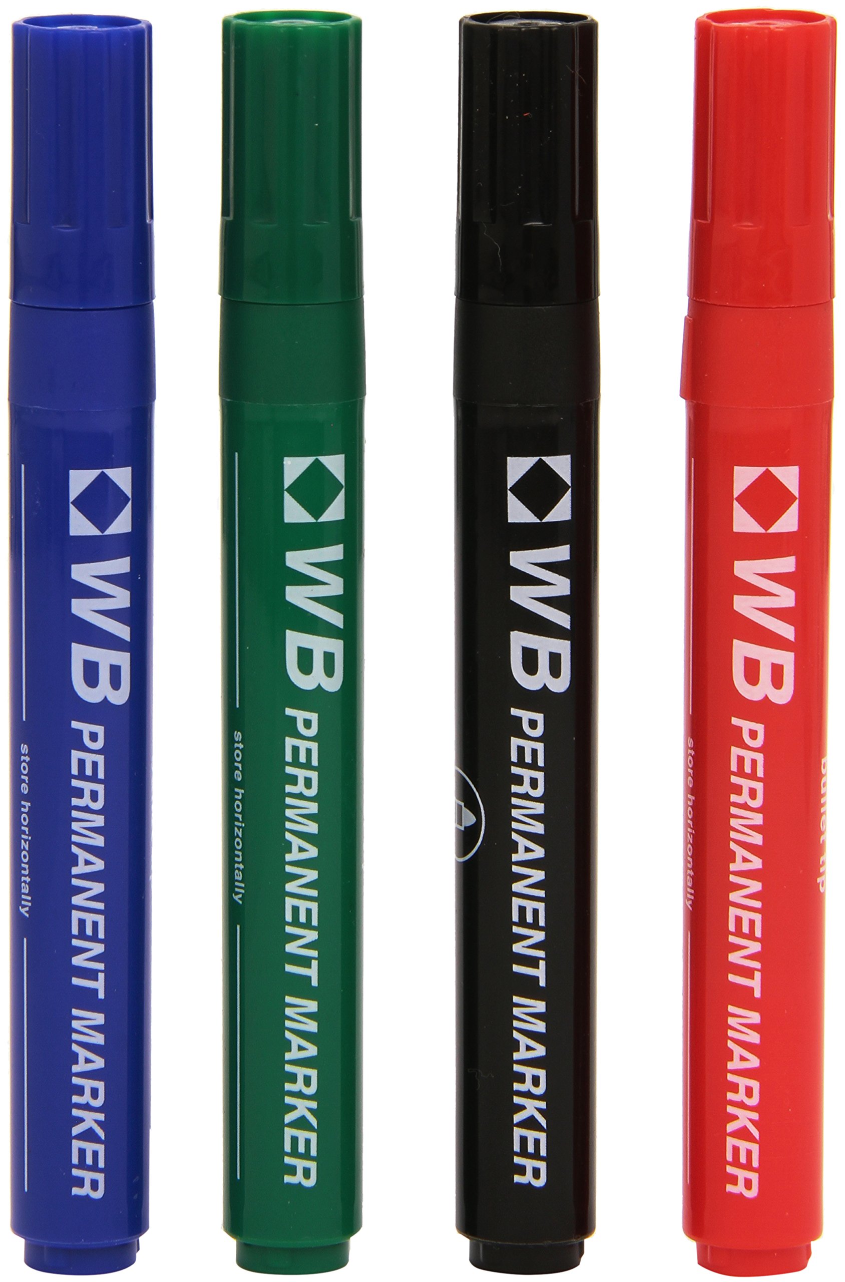 Whitebox Wx26088a Permanent Marker with Bullet Tip, Multicoloured, Assorted (Pack of 4)