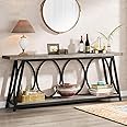 Tribesigns 70.9 inch Extra Long Console Table, Industrial Sofa Table Behind Couch with 2 Tier Storage Shelf, Narrow Entryway Hallway Accent Table for Living Room, Grey