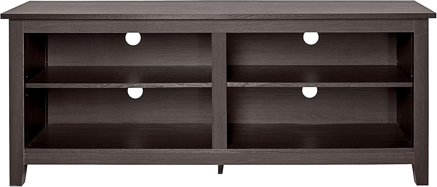 Walker Edison Furniture Minimal Farmhouse Wood Universal Stand for TV's up to 64" Flat Screen Living Room Storage Shelves Entertainment Center, 58 Inch, Espresso: Furniture & Decor
