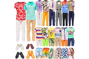 Ecore Fun 11 Items 11.5 Inch Boy Doll Clothes and Shoes - 5 Sets Fashion Casual Wear Clothes Outfit 2 Swimwear 4 Pairs Shoes for 12 inch boy Doll Random Styles