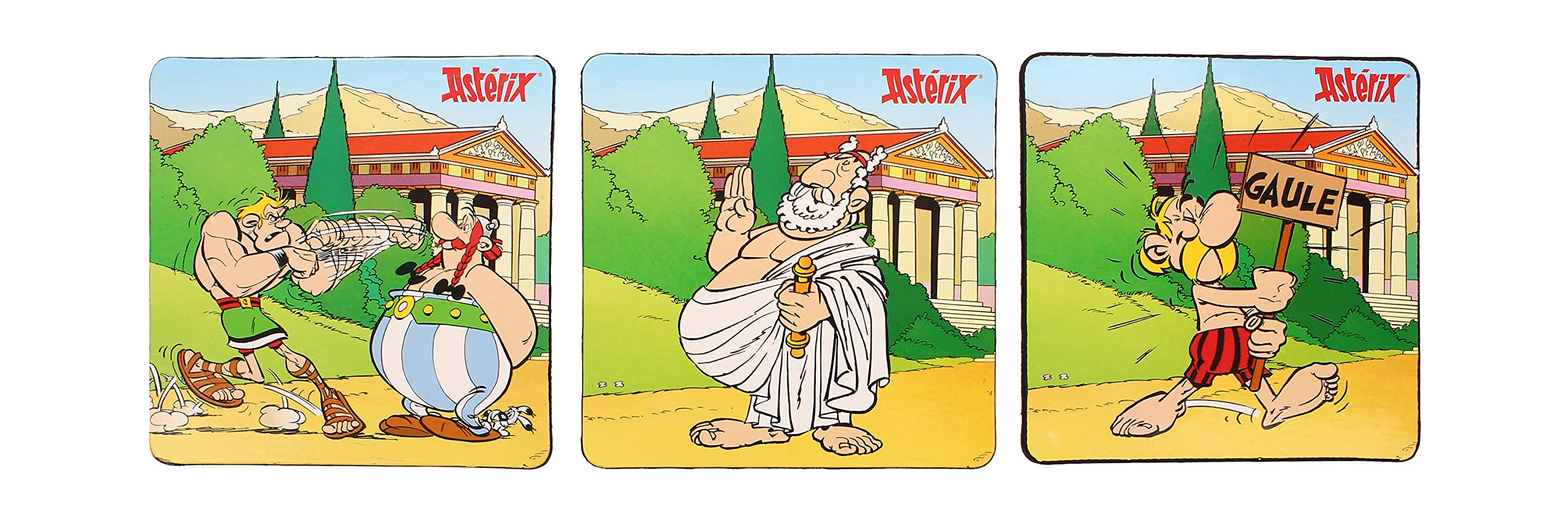 SD Toys Asterix Olympic Games Coasters, Cork, Multicoloured, 3 x 9 x 9 cm, Pack of 6