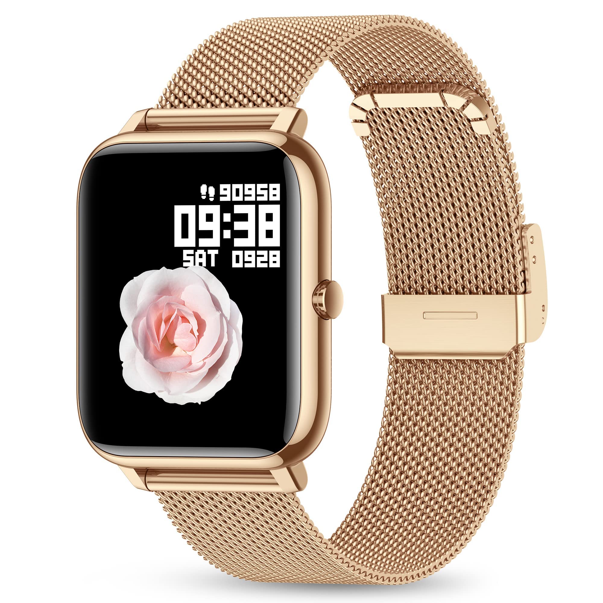 KALINCO Smart Watch, Fitness Tracker with Heart Rate Monitor, Blood Pressure, Blood Oxygen Tracking, 1.4 Inch Touch Screen Smartwatch Fitness Watch for Women Men Compatible with iOS Android