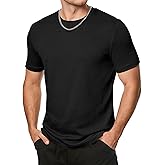 Dokotoo Men Men's T-Shirts Cotton Short Sleeve Crewneck Textured Knit Tees Shirts Summer Casual Solid Basic Tops
