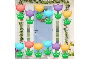 Chitidr 12 Pieces 12 Inch Flower Ornaments Decor Large Inflatable Tulip Hanging Ornaments Spring Easter Yard Decorations Indoor Outdoor Farmhouse Colorful Tulips for Yard Home Birthday Party