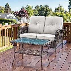 HUMMUH 4-Piece Patio Furniture Wicker Outdoor