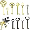 Universal Skeleton Key Set - Skeleton Keys for Old Doors and Antique Furnitures, Curio Cabinets, Secretary Desks, Pirate Treasure Chest Accessories, Halloween Vintage Decorations (10 Keys)