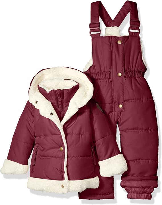 Catherine Malandrino Baby Girls' Bubble Snowsuit, Merlot