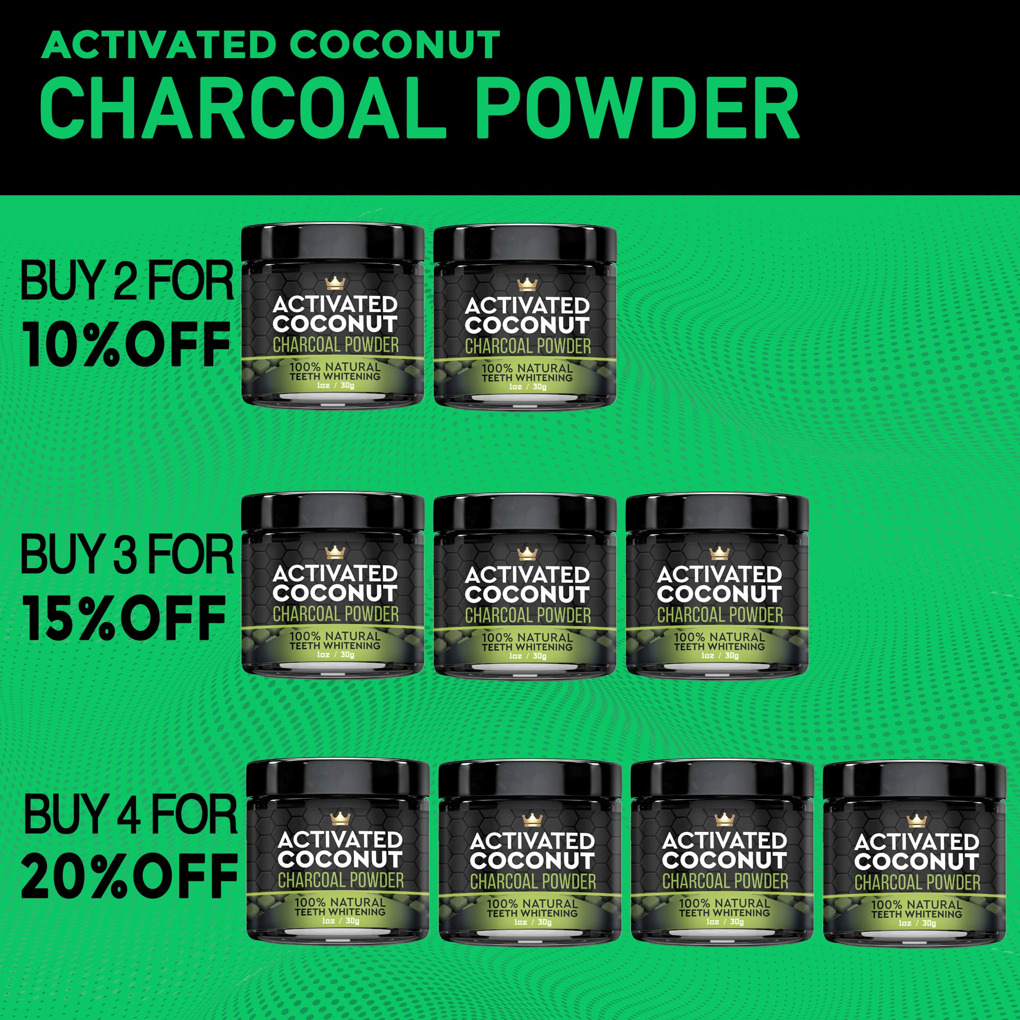 Natural Charcoal Teeth Whitening Powder - Coconut Activated Charcoal - Best Tooth Whitener For Sensitive Teeth - Naturally Whitens Teeth - mint flavor for fresh breath