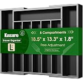 Kitsure Silverware Organizer, Bamboo Kitchen Drawer Tray, Black, Large | Expandable Drawer Kitchen Organizer, Cooking Utensils &amp; Cutlery, Sturdy &amp; Thickened Design, Storage Solution