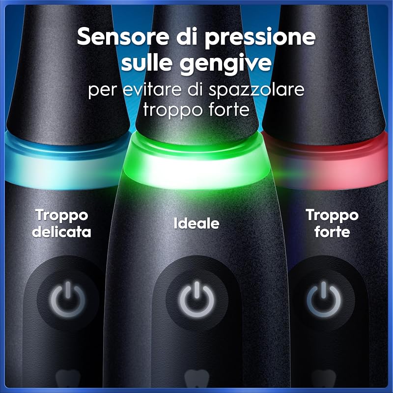 iO 5 Spazzolino Elettrico, con 3 Testina di Ricambio, Custodia, Nero