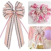 AIMUDI Pink Valentine’s Day Decorative Bow 10 x 20 Inch, Large Premade Wired Bow for Gifts, Wreaths, Doors and Romantic Home Decor, 2 Pack