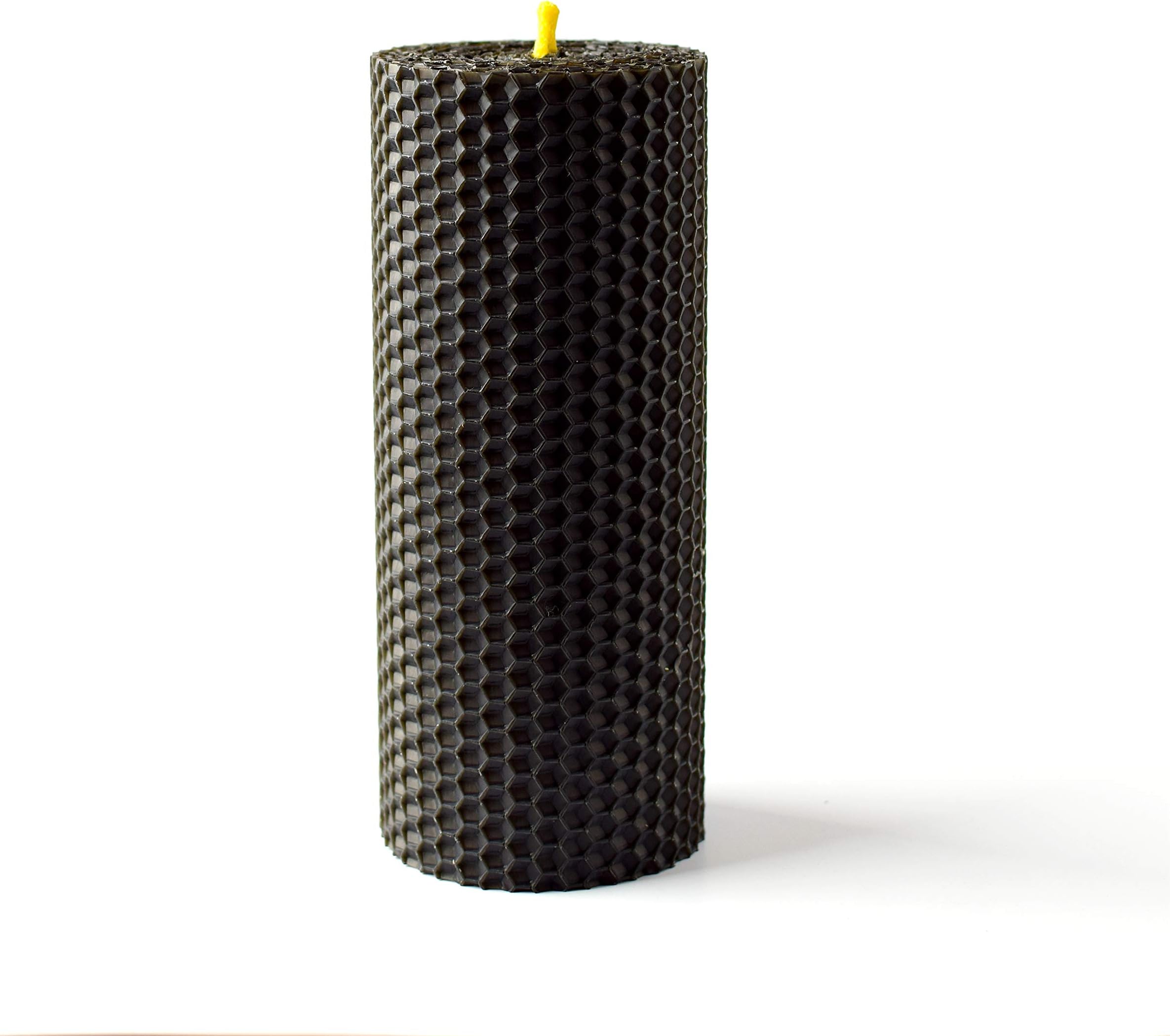 Black Beeswax Pillar Candle - 6" Hand-Rolled Pure Bees Wax Candles - Handmade Unscented Candles With Cotton Wick - for Relaxation, Meditation and Decor - no Petroleum - Hypoallergenic (Black Color)