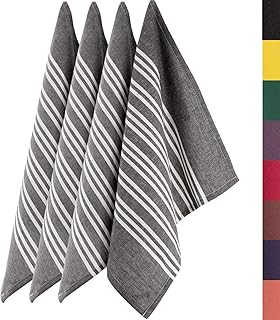 Sidorenko 4 Set Geschirrtücher aus Baumwolle - 45x75cm grau weiß gestreift - Hochwertiges Handtuch für die Küche - Premium Küchenhandtücher - Geschirrhandtücher zum Abtrocknen