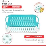 DIVCHI 2-Pack Serving Tray Set Non-Slip Green White with Handles 40.5 x 28.5 cm view 7