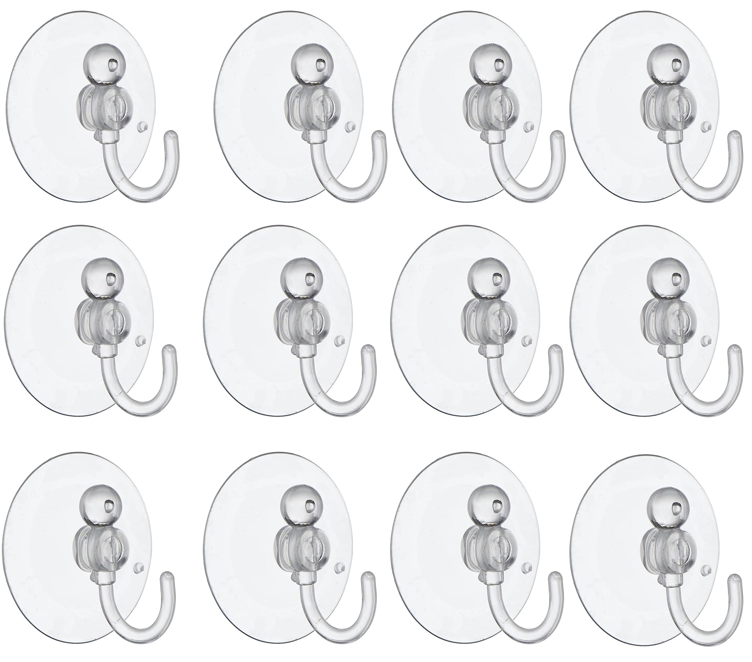 Toyland® Pack of 12-9cm (3.5") Giant Clear Suction Hooks - Reusable Everyday Household Storage - Kitchen & Bathroom Multi-Purpose Hooks