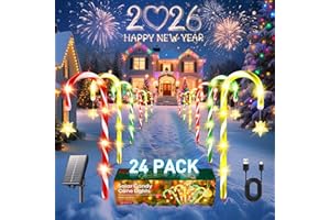 AHAORIGIN 2025 Upgraded Christmas Decorations Outdoor Solar Candy Cane Lights, 10 Modes Waterproof Solar Christmas Pathway Lights with USB Charge, 56 FT 144 LEDs Outdoor Xmas Decor for Yard Lawn Porch Holiday
