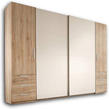 Store Eleganter Kleiderschrank Mit Viel Stauraum Vielseitiger Schwebeturenschrank In Eiche San Remo Optik Weiss 270 X 226 X 58 Cm B H T Amazon De Kuche Haushalt