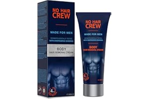 No Hair Crew Body At Home Hair Removal Cream for Manscaping Unwanted Hair with Energizing Ginseng, Premium Depilatory, Painless & Flawless, Made for Men, 200ml