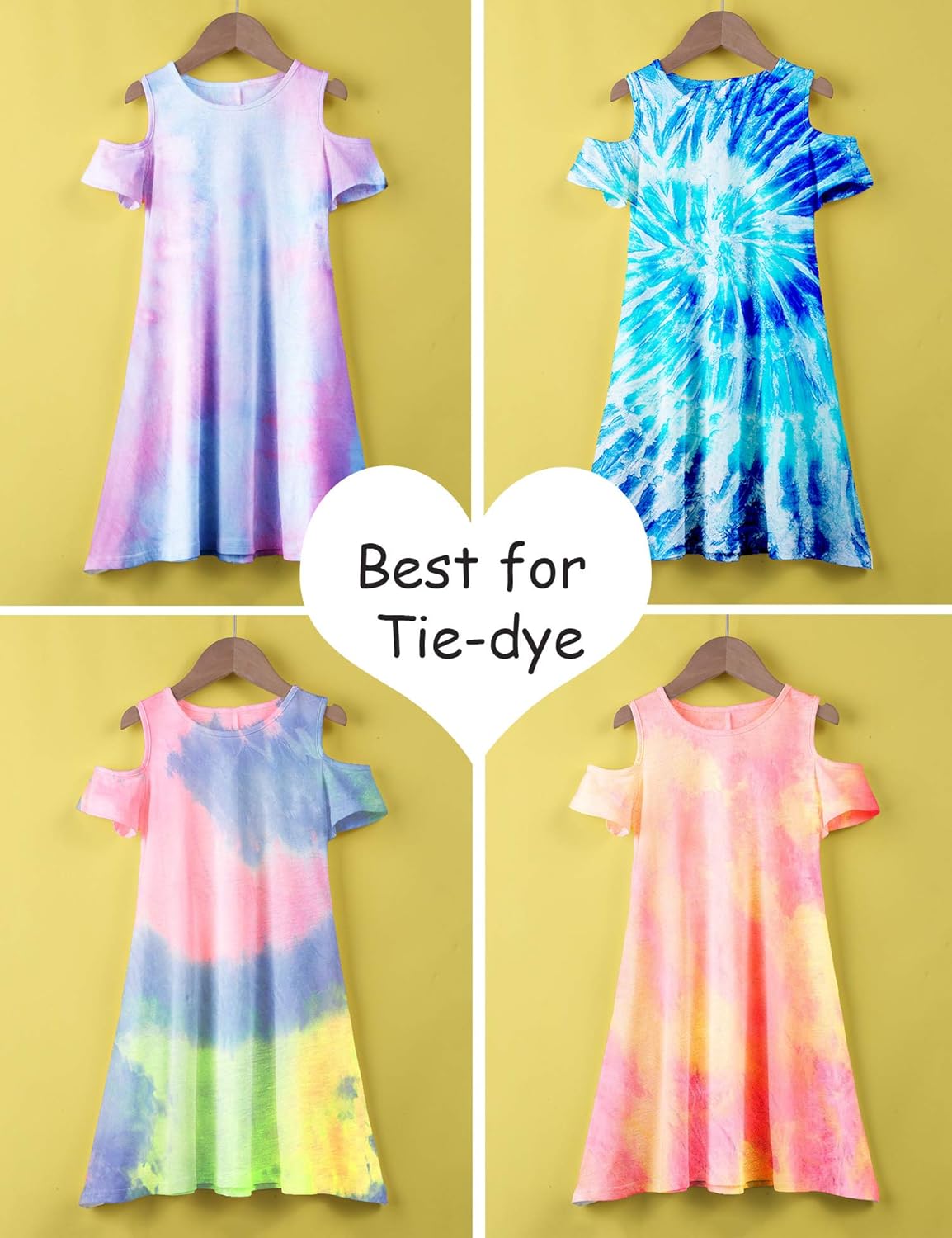Arshiner Girls Summer Dress Short Sleeve Cold Shoulder Solid Color Swing Casual Dresses with Pockets: Clothing