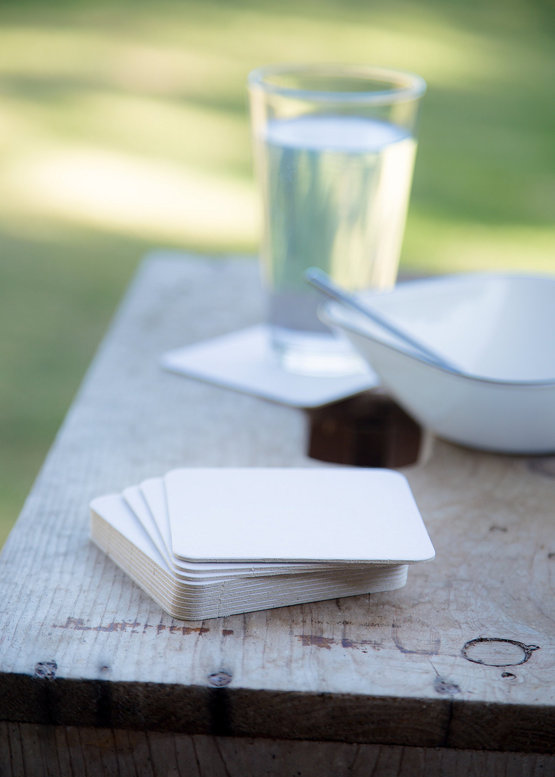 Cardboard Coasters 100 pack 4"x4" Square White Blank Coasters Bulk
