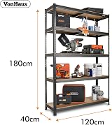 VonHaus 5-Tier Garage Shelving Units 1325kg Capacity 180x120x40cm view 3