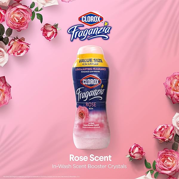 CLOROX FRAGANZIA IN-WASH SCENT BOOSTER CRYSTALS IN ROSE SCENT, 70OZ | LAUNDRY SCENT BOOSTER CRYSTALS | IN-WASH SCENT BOOSTER FOR FRESH LAUNDRY IN ROSE SCENT 70 OUNCE CRYSTALS
